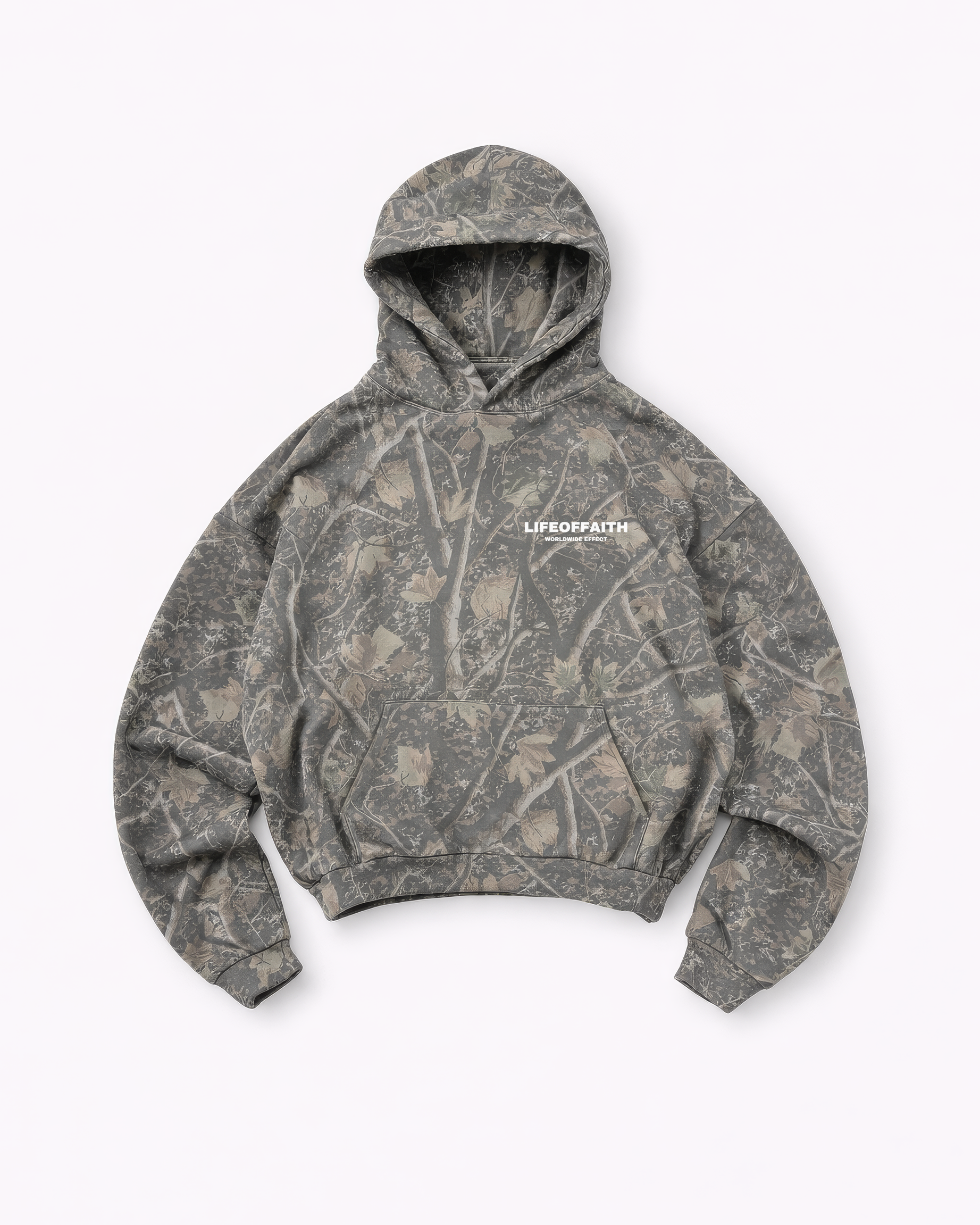 WORLDWIDE EFFECT OVERSIZE HOODIE CAMO - WHITE