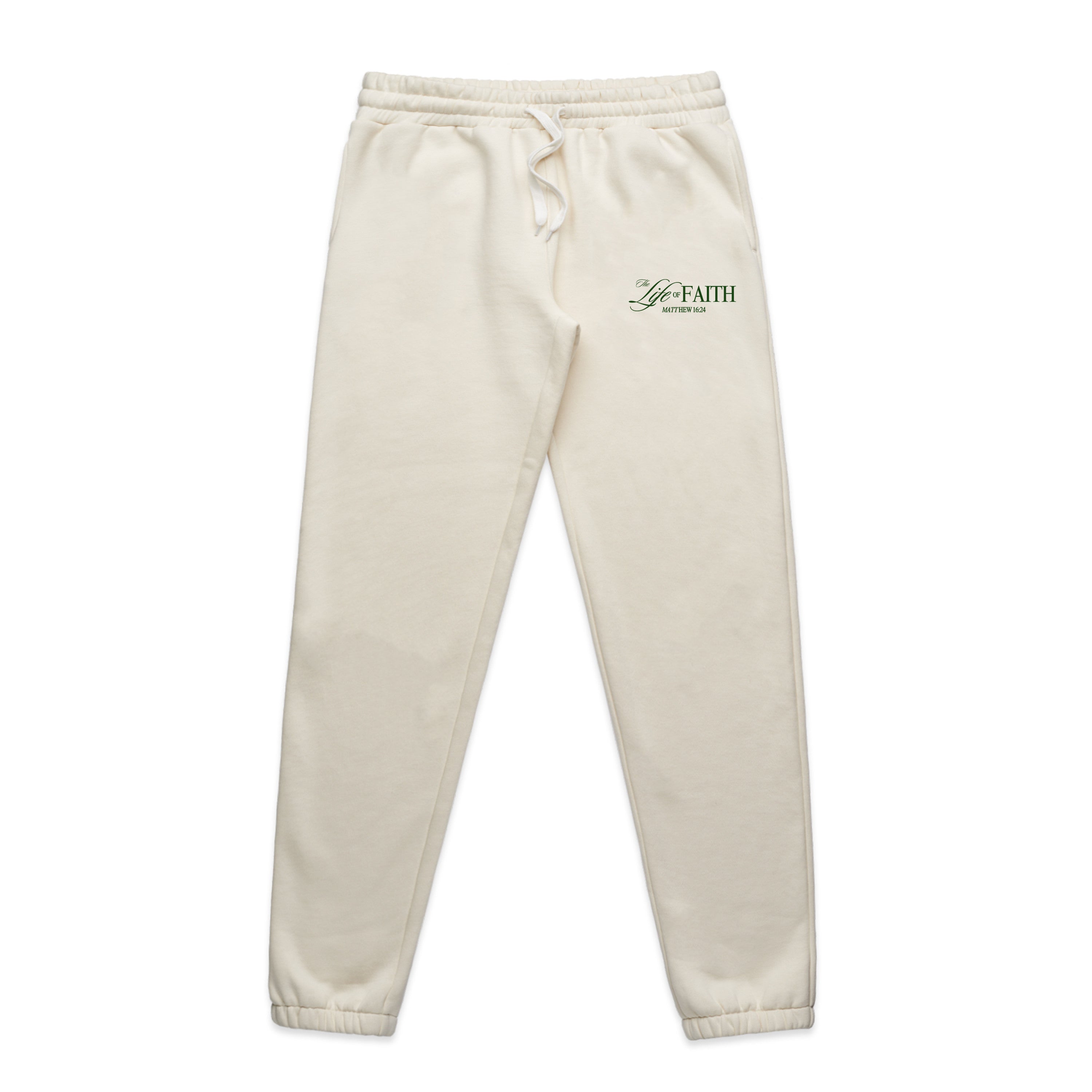 THE LIFE OF FAITH PREMIUM SWEATPANTS - EMBROIDERED (GREEN)