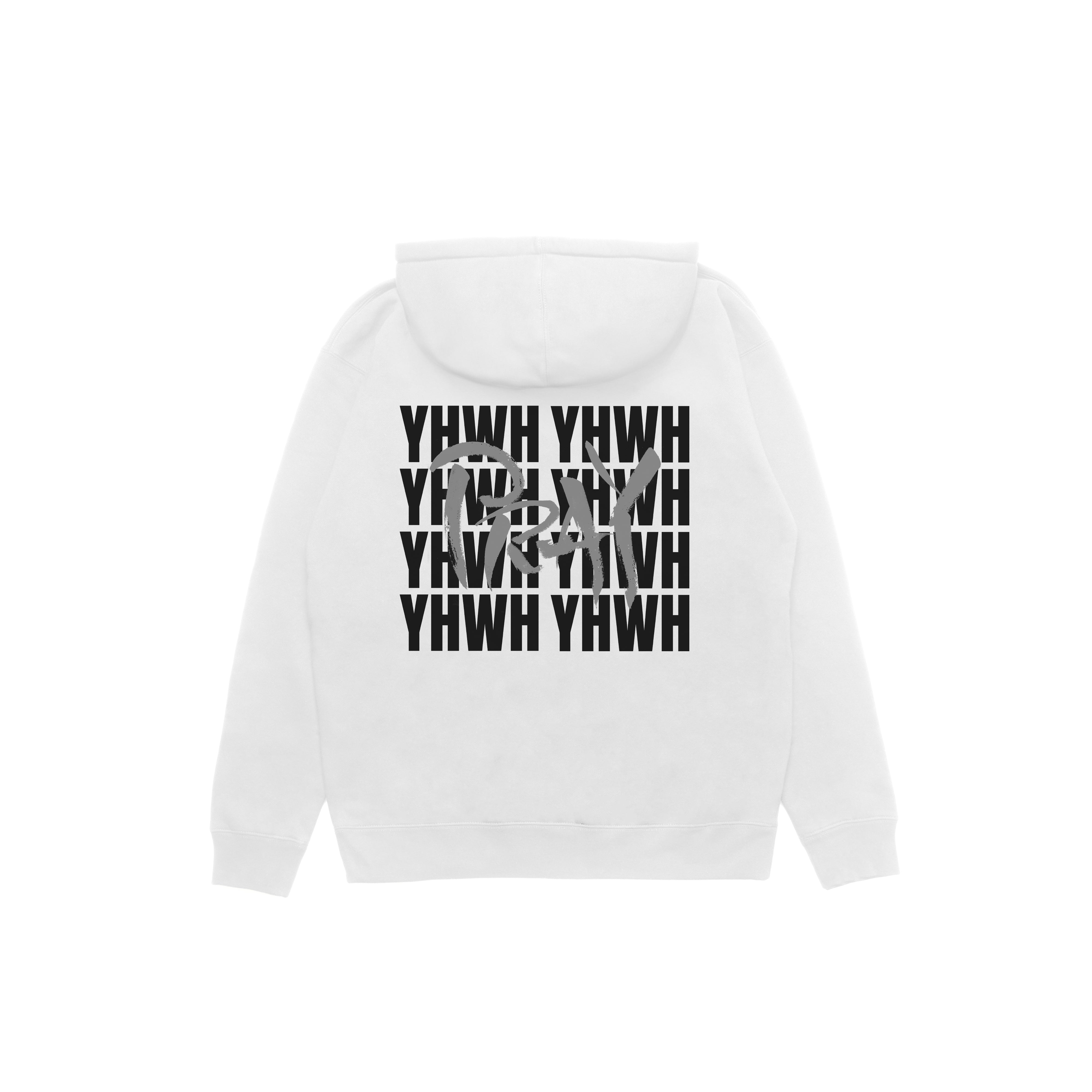 YHWH PRAY HEAVYWEIGHT UNISEX HOODIE - WHITE