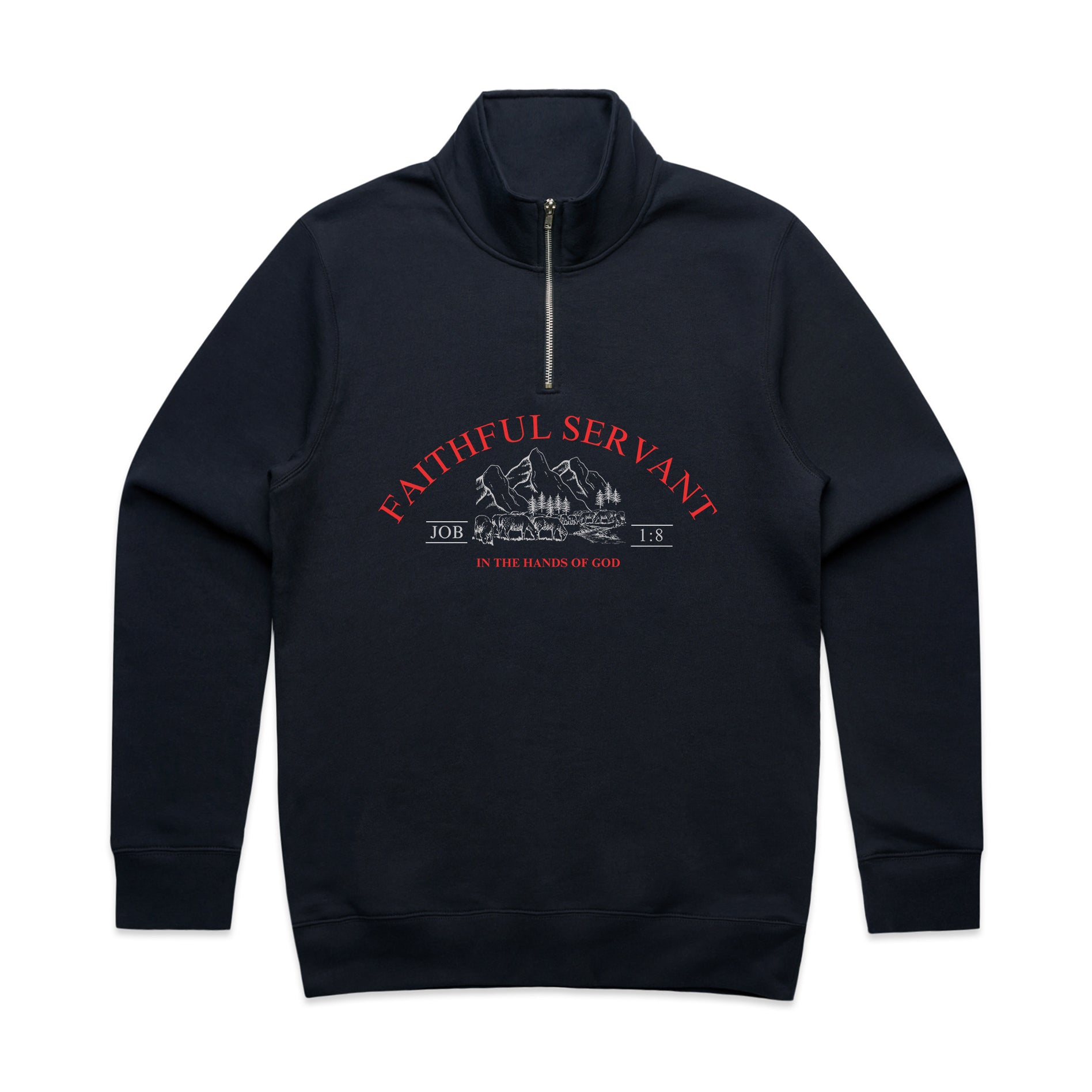 FAITHFUL SERVANT PREMIUM HALF ZIP - EMBROIDERED (NAVY)