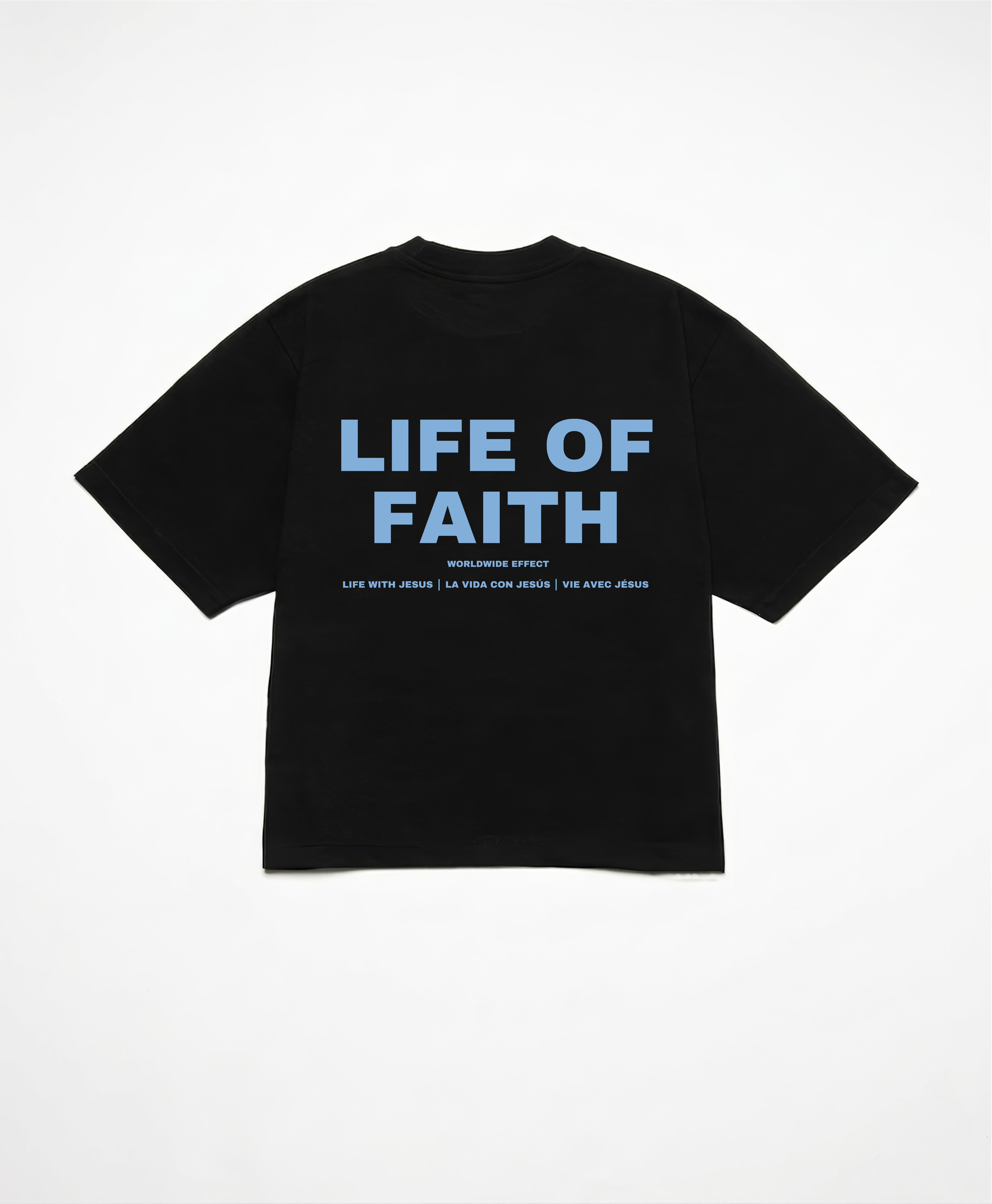 WORLDWIDE EFFECT CROPPED BOXY TEE - UNIVERSITY BLUE