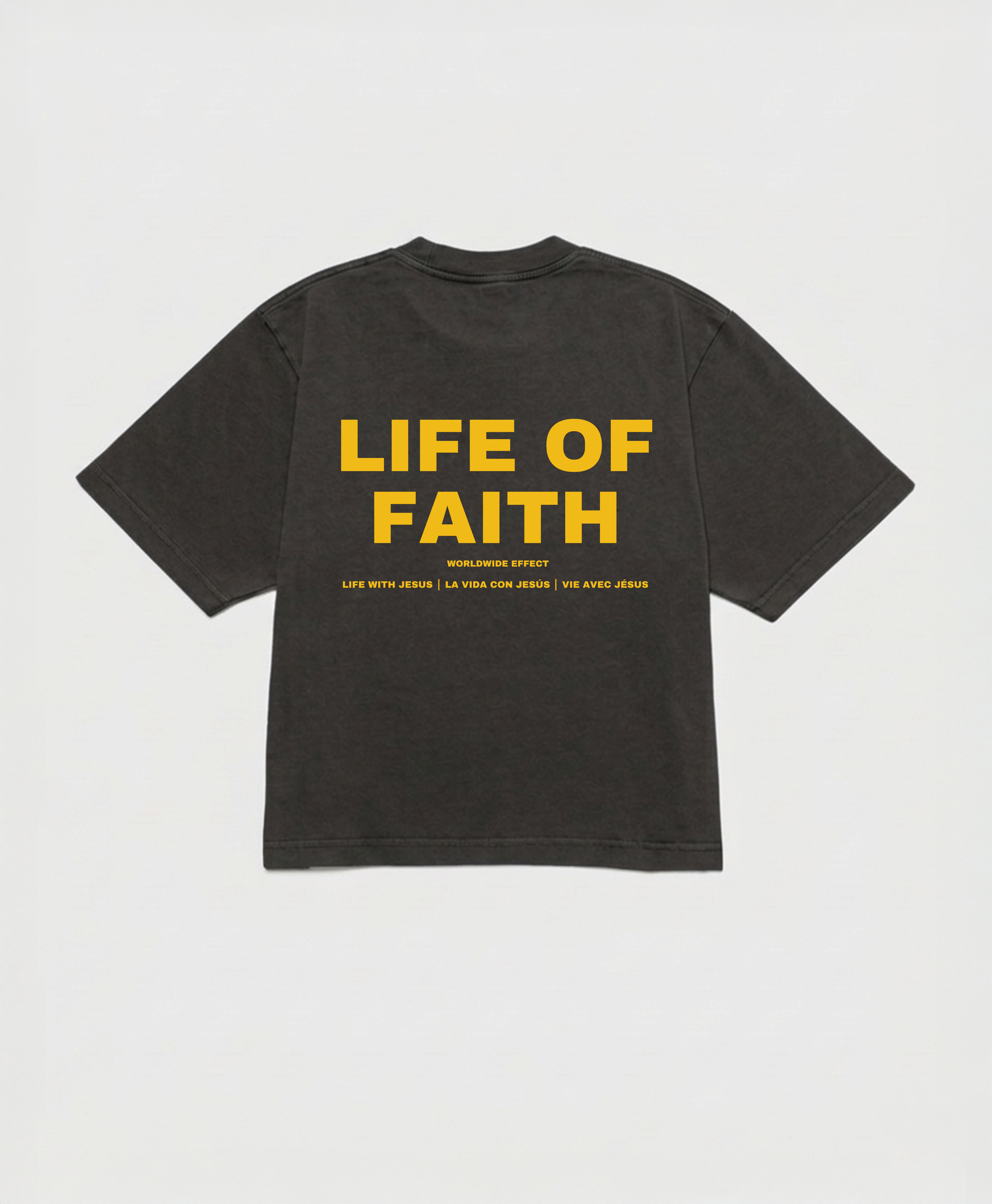 WORLDWIDE EFFECT CROPPED BOXY TEE - YELLOW
