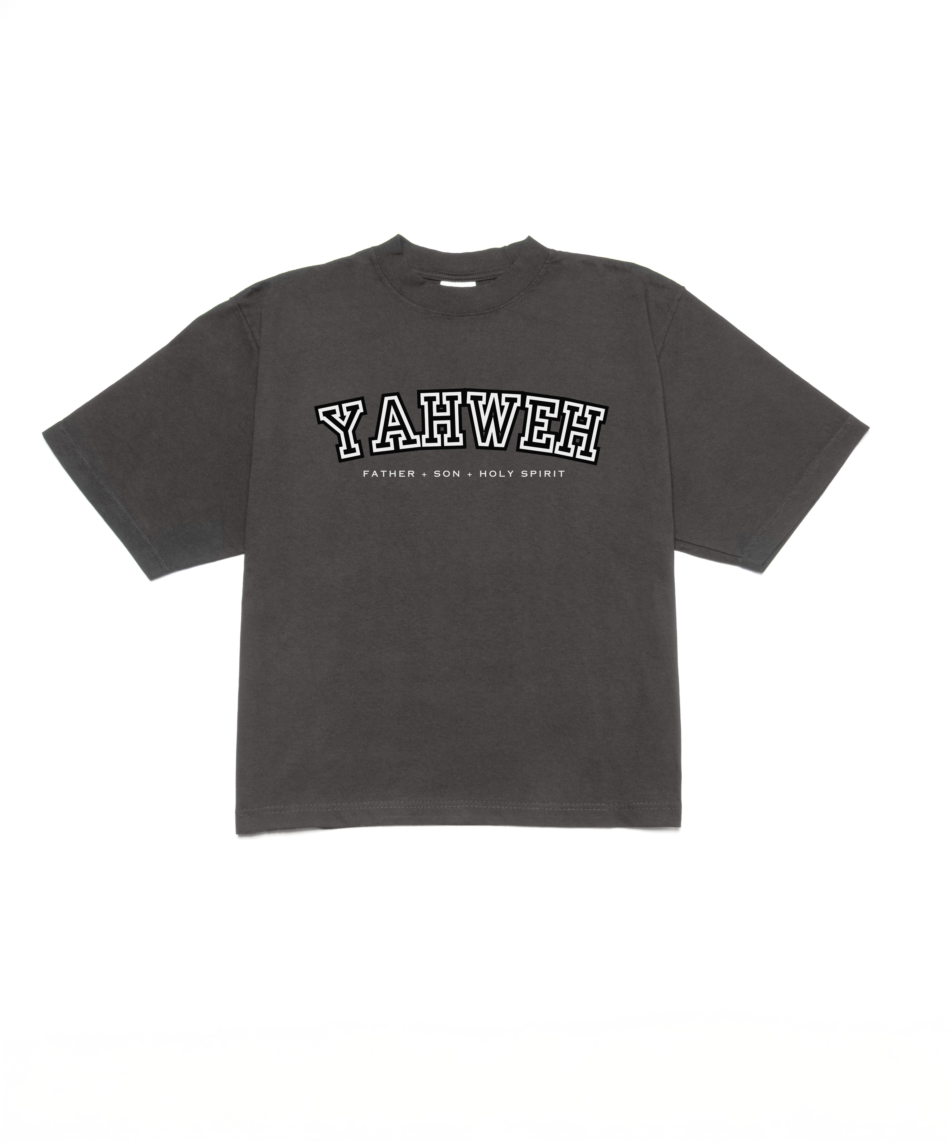 "YAHWEH" UNIVERSITY BOXY TEE (BLACK)