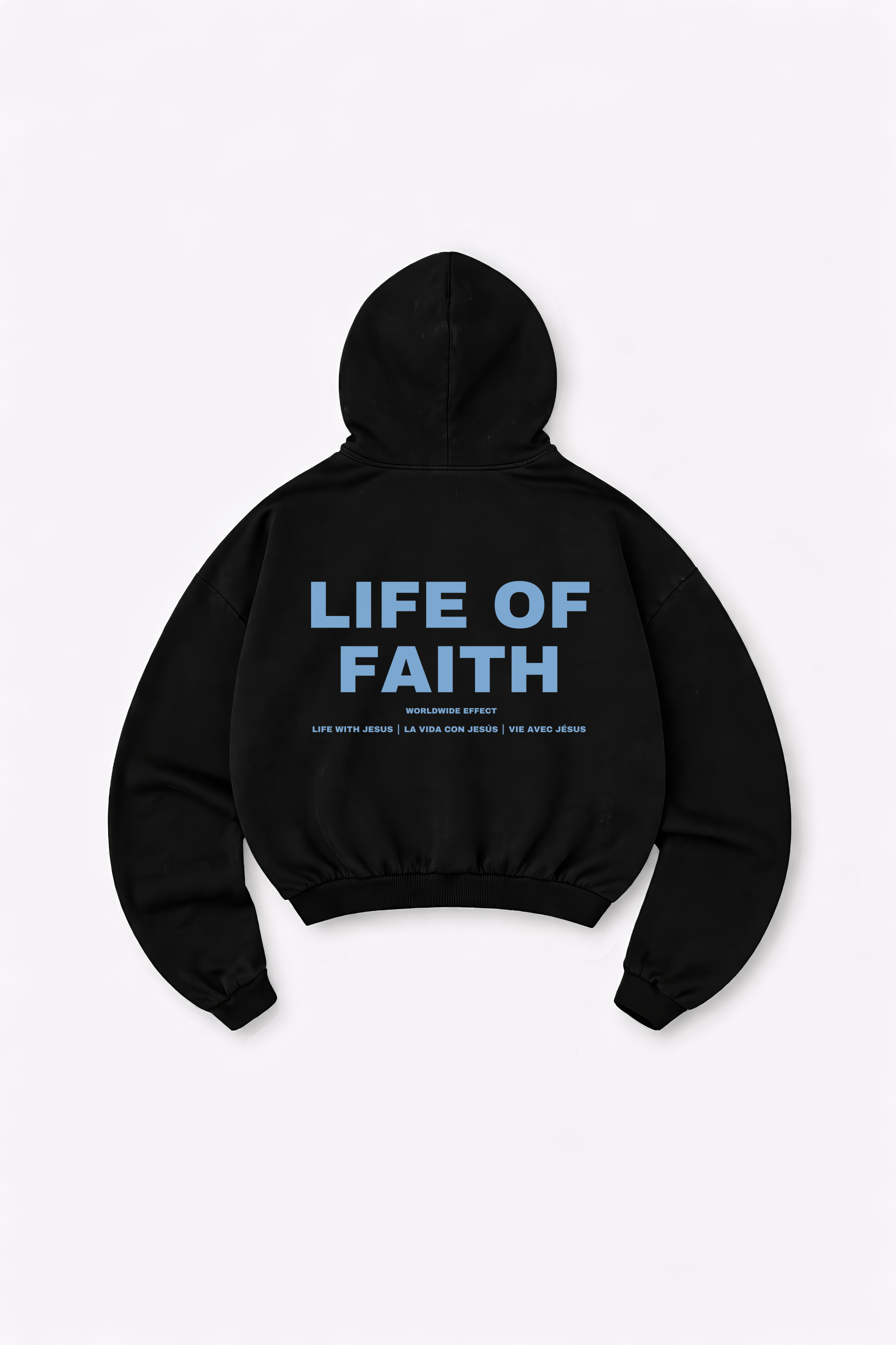 WORLDWIDE EFFECT OVERSIZE HOODIE - LIGHT BLUE