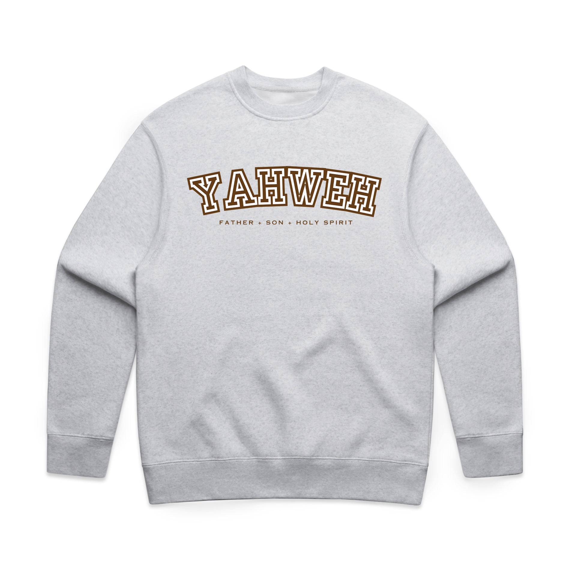 "YAHWEH" UNIVERSITY RELAXED CREWNECK - BROWN