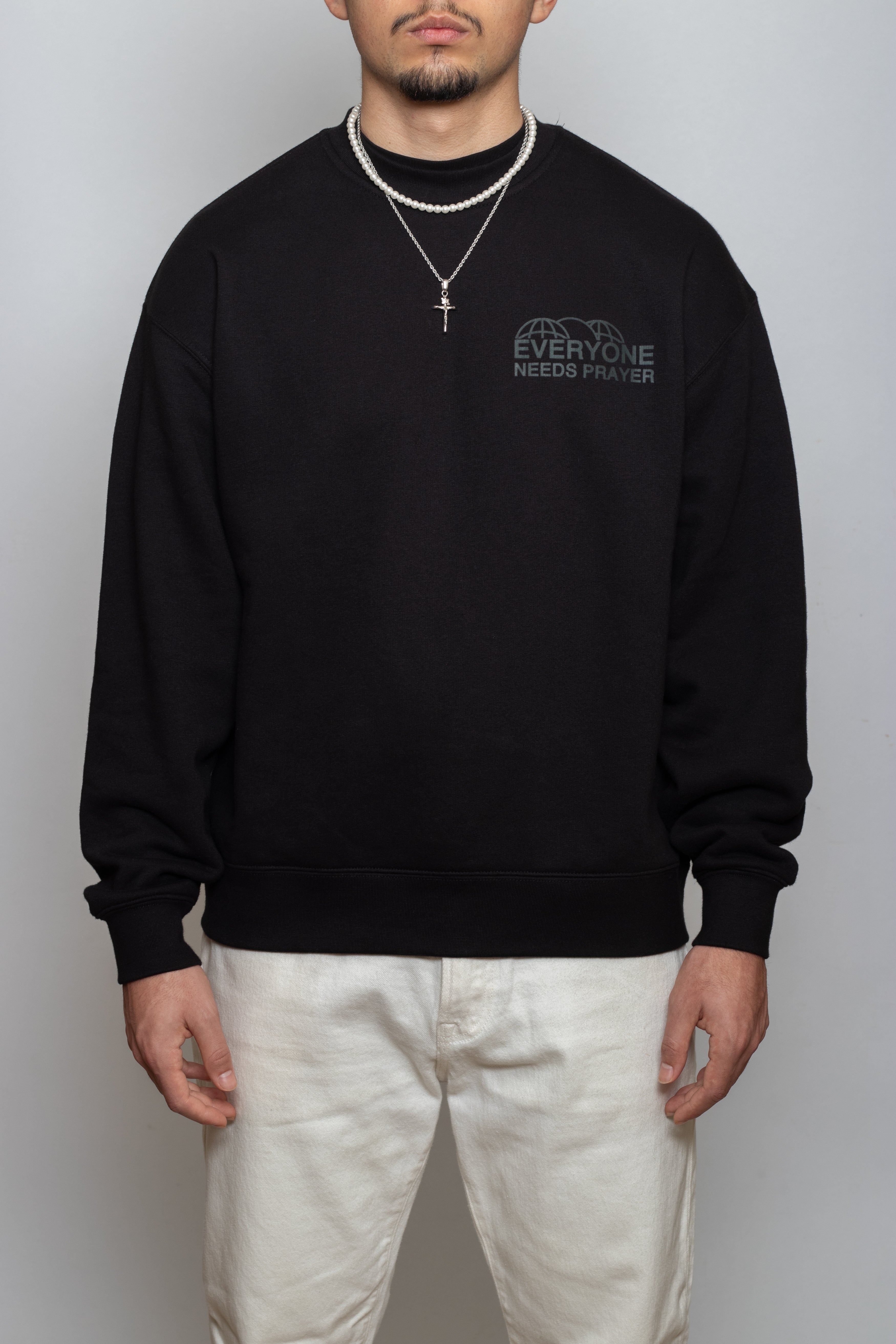 PRAYER RELAXED CREWNECK - CHARCOAL