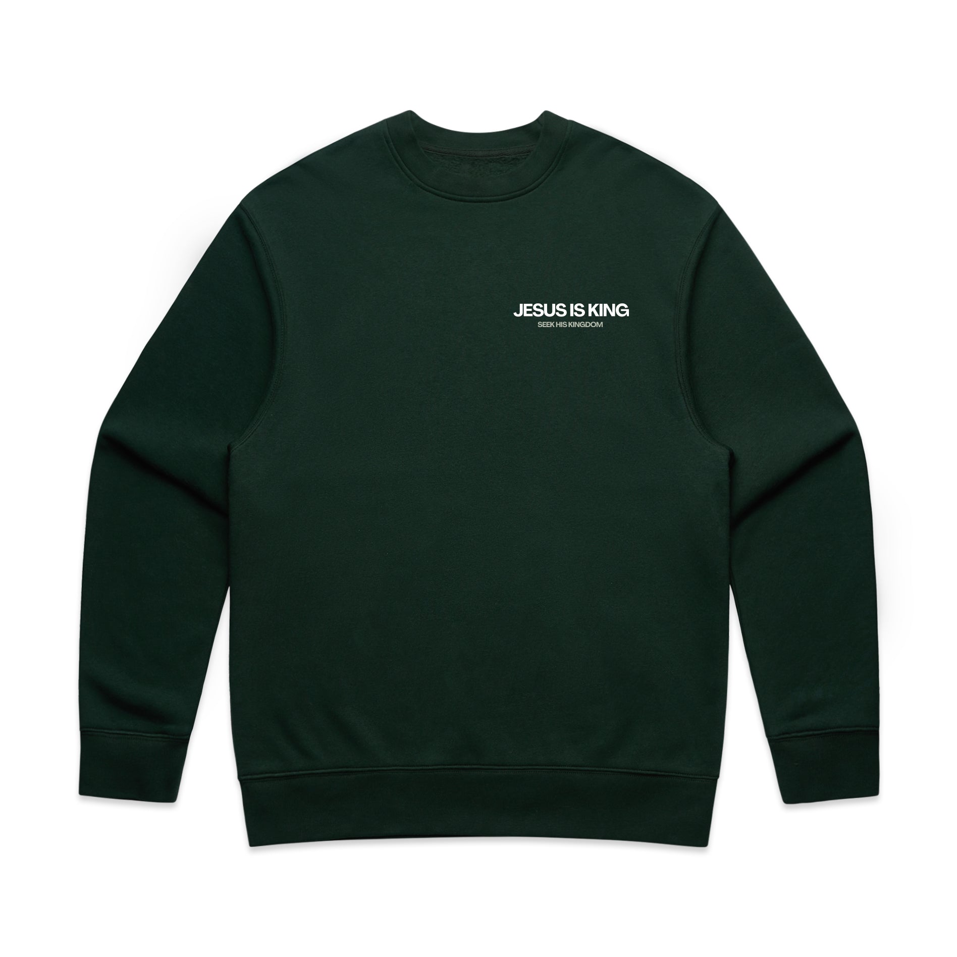 JESUS IS KING RELAXED CREWNECK - OLIVE