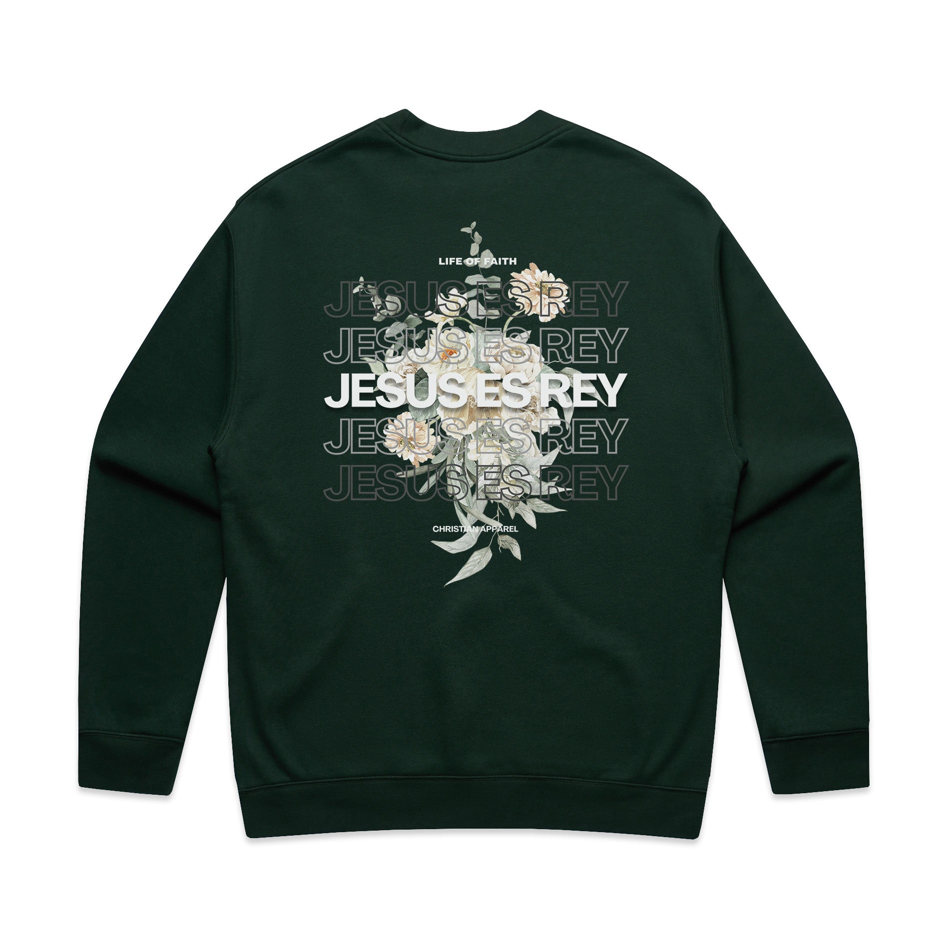 JESUS ES REY RELAXED CREWNECK - OLIVE