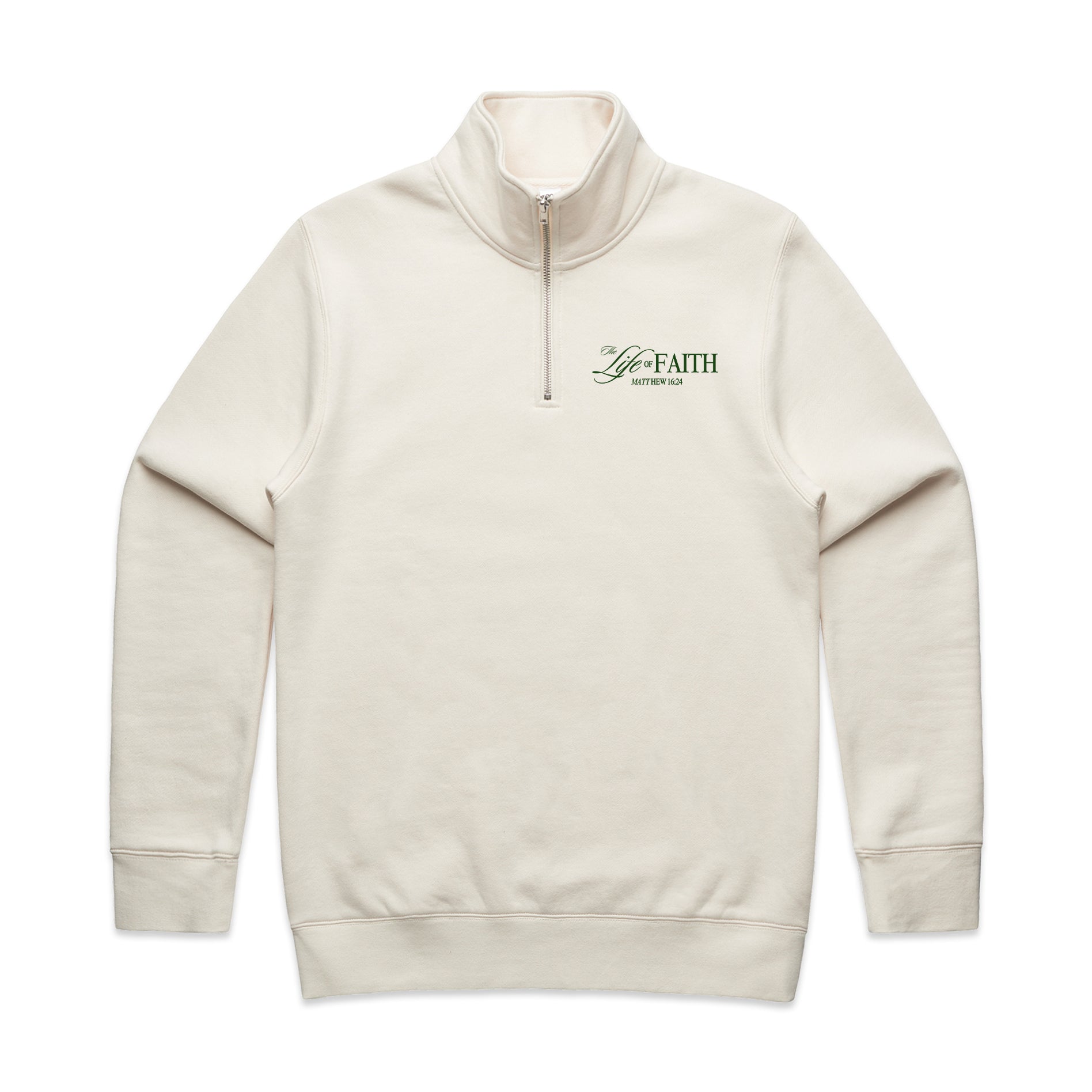 THE LIFE OF FAITH PREMIUM HALF ZIP - EMBROIDERED (GREEN)