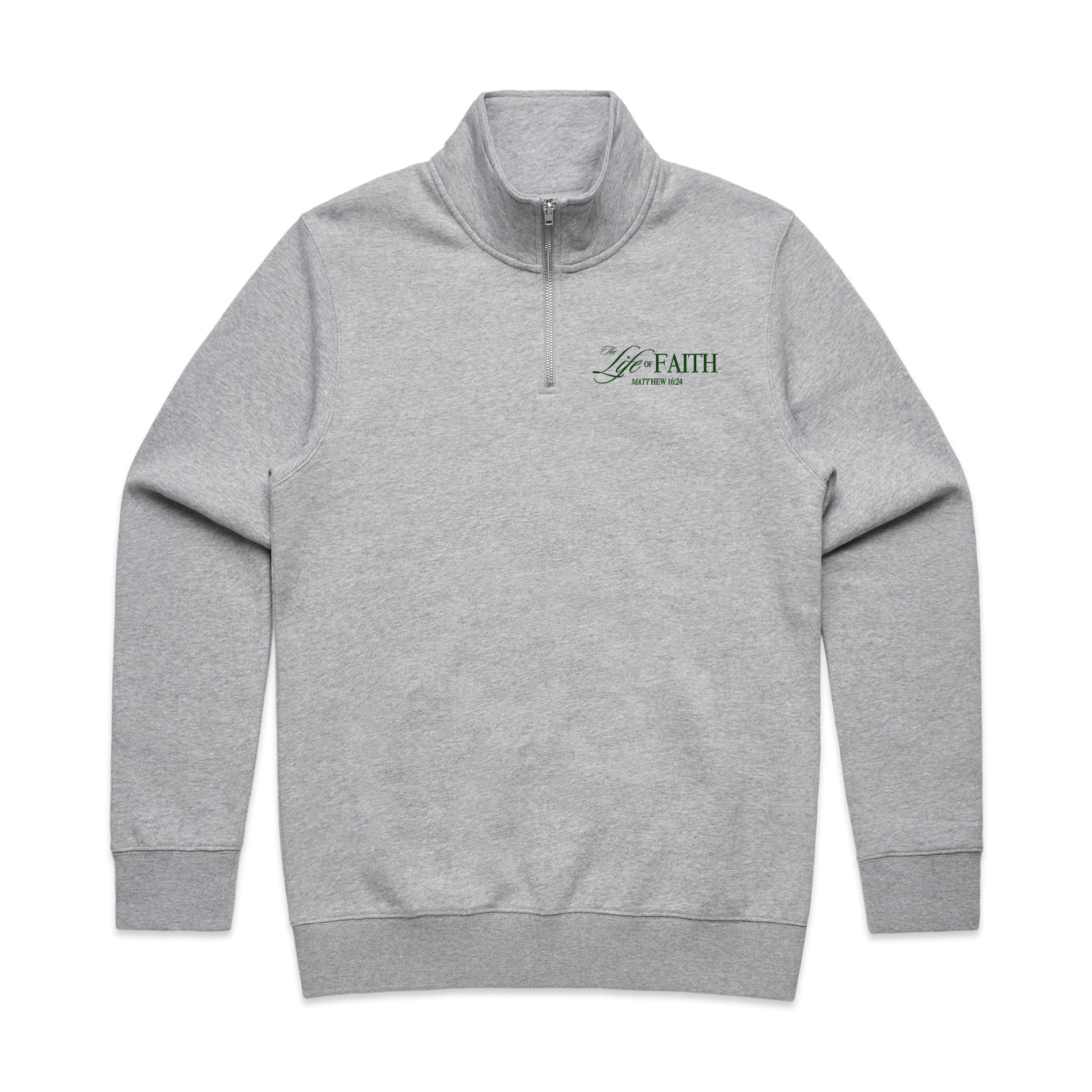 THE LIFE OF FAITH PREMIUM HALF ZIP - EMBROIDERED (GREEN)