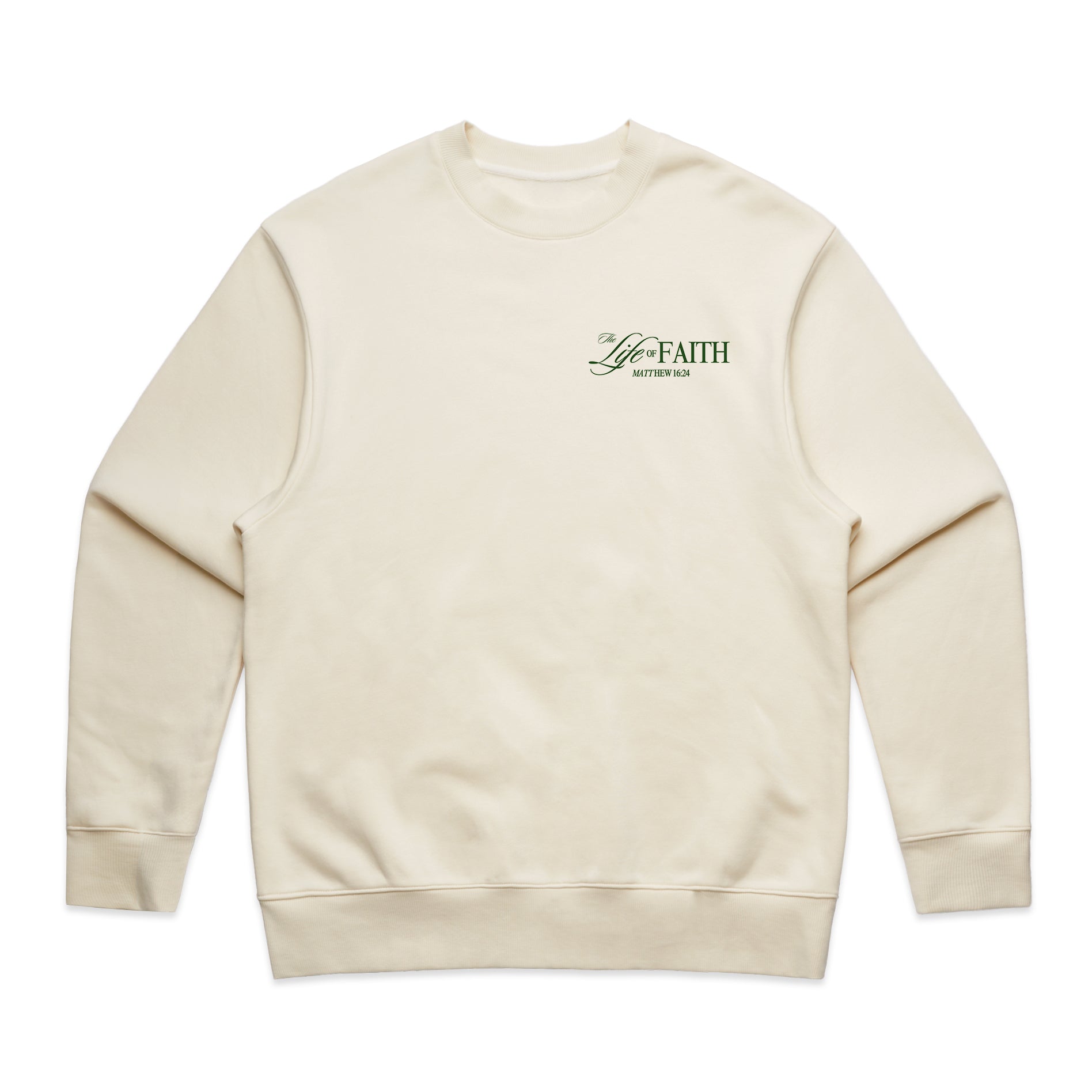 THE LIFE OF FAITH PREMIUM OVERSIZED CREWNECK - EMBROIDERED (GREEN)