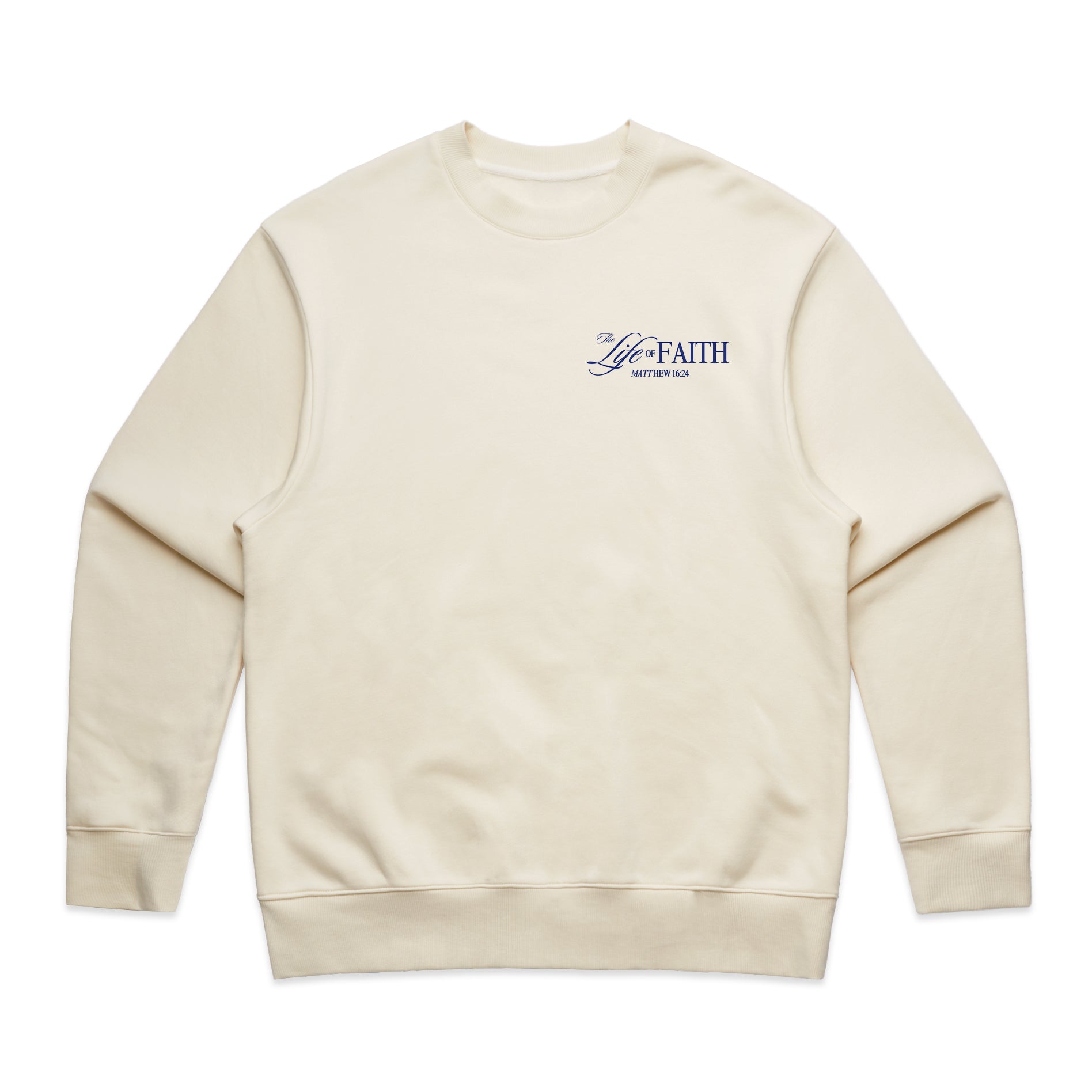 THE LIFE OF FAITH PREMIUM OVERSIZED CREWNECK - EMBROIDERED (NAVY)