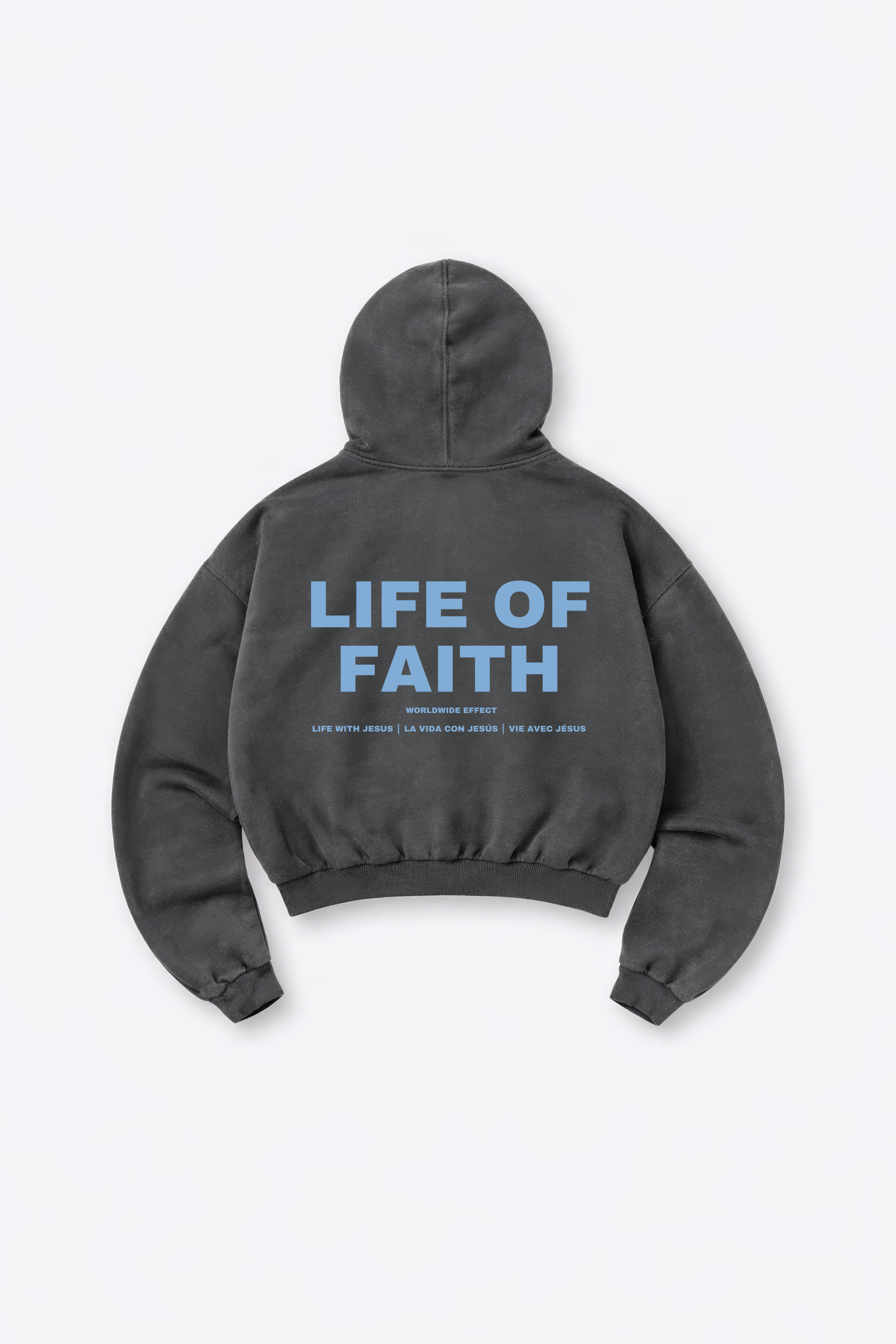 WORLDWIDE EFFECT OVERSIZE HOODIE - LIGHT BLUE