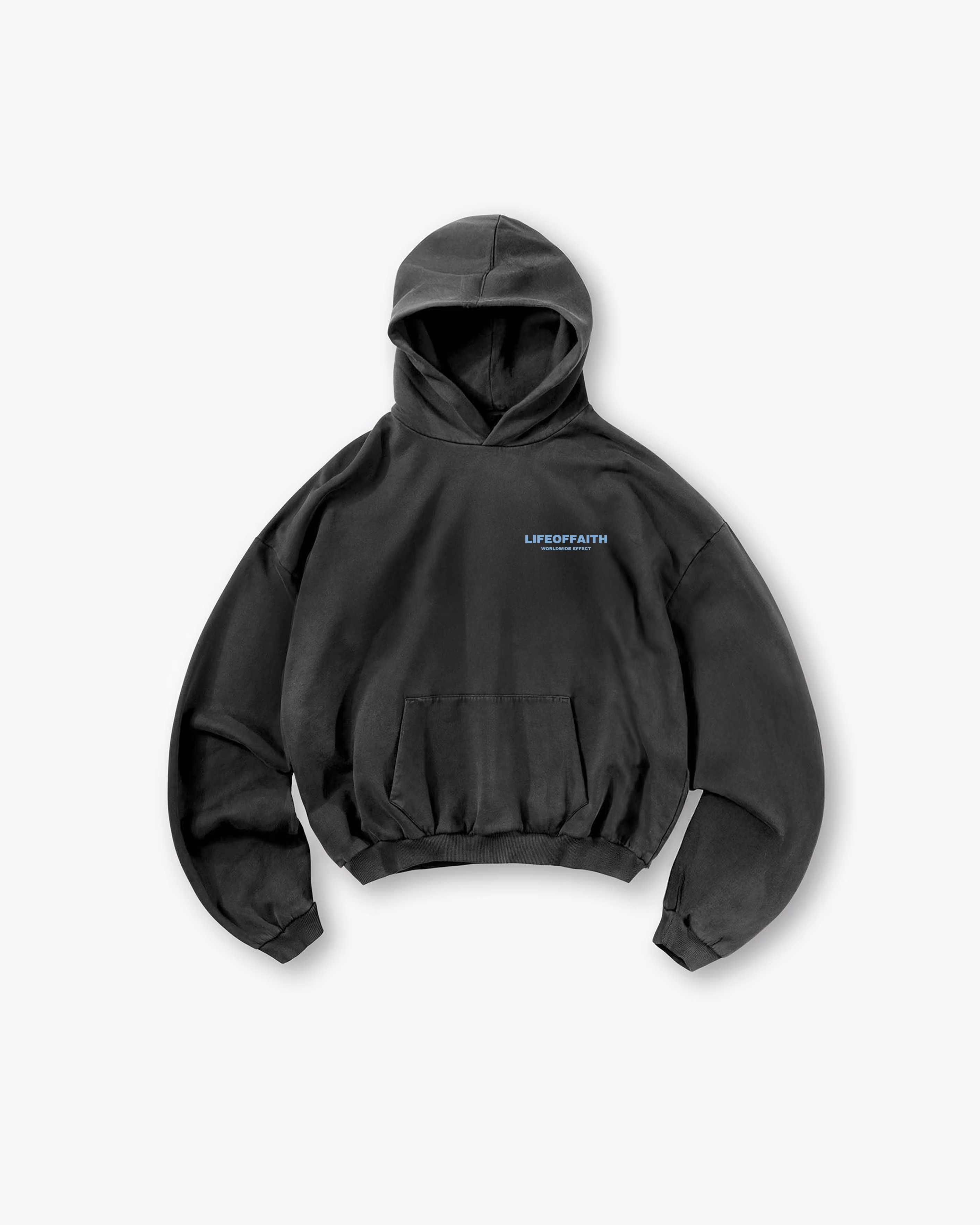 WORLDWIDE EFFECT OVERSIZE HOODIE - LIGHT BLUE