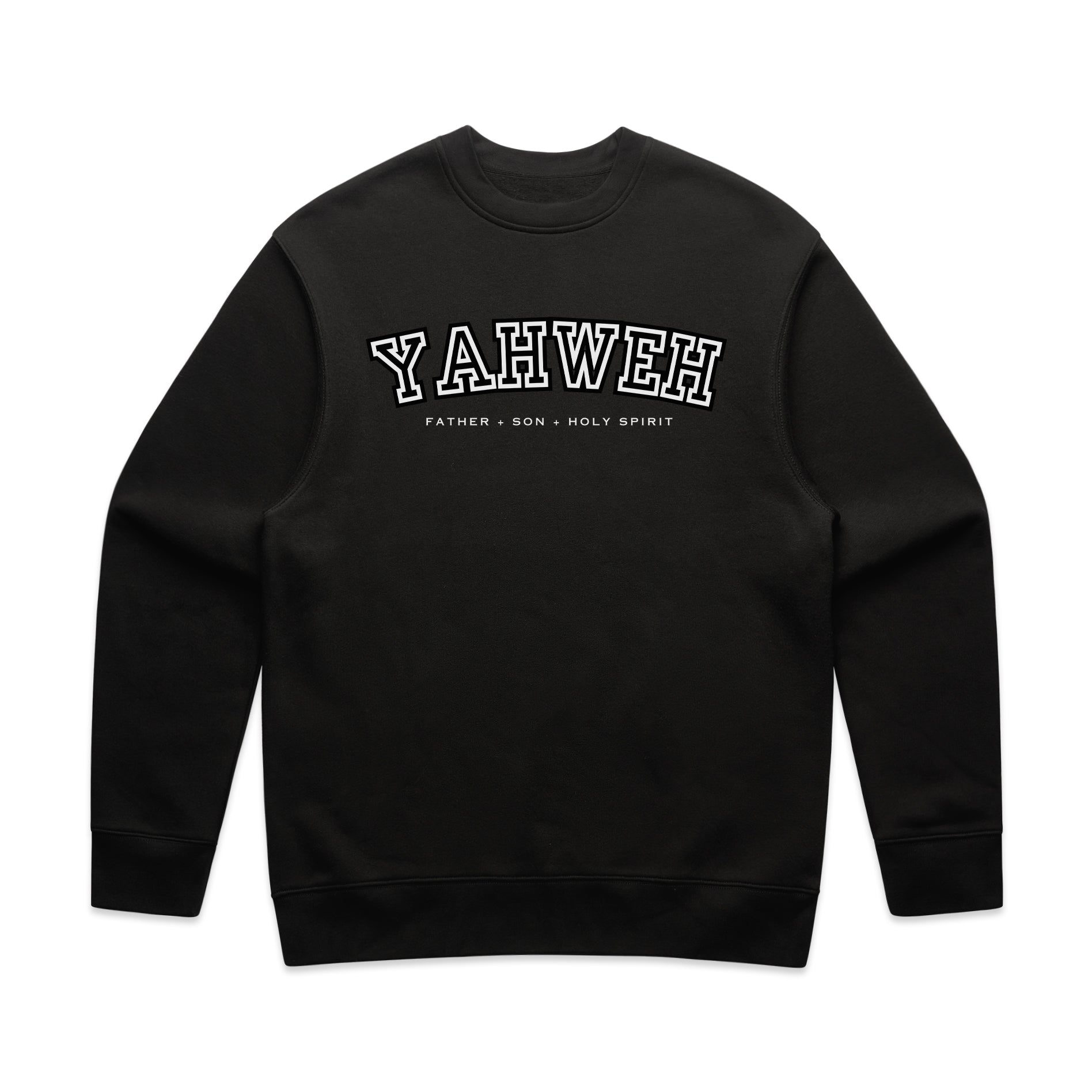 "YAHWEH" UNIVERSITY RELAXED CREWNECK - BLACK