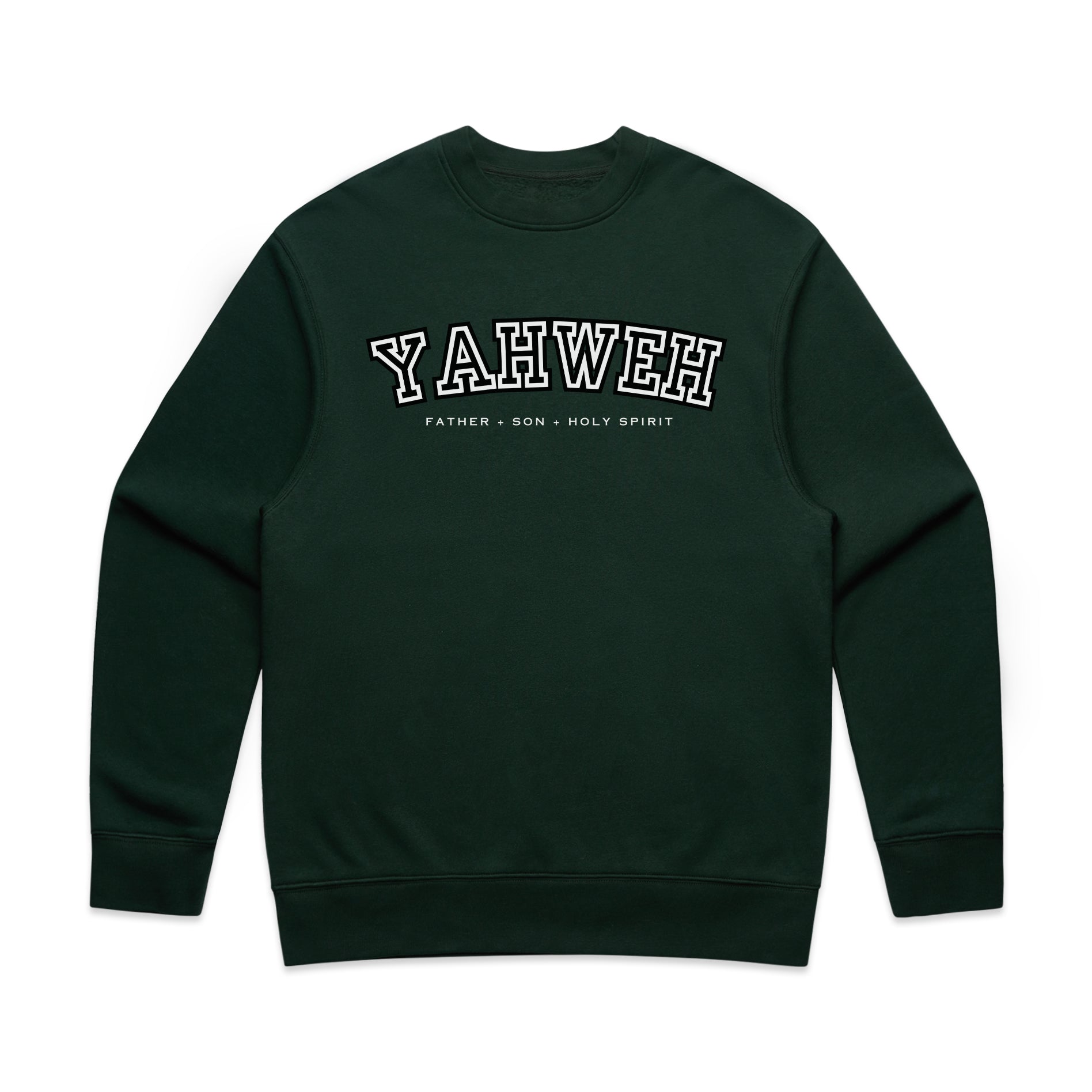 "YAHWEH" UNIVERSITY RELAXED CREWNECK - BLACK