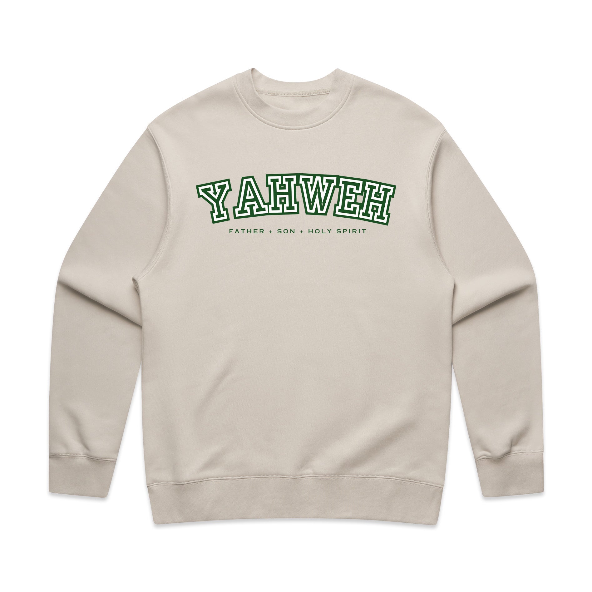 "YAHWEH" UNIVERSITY RELAXED CREWNECK - HUNTER