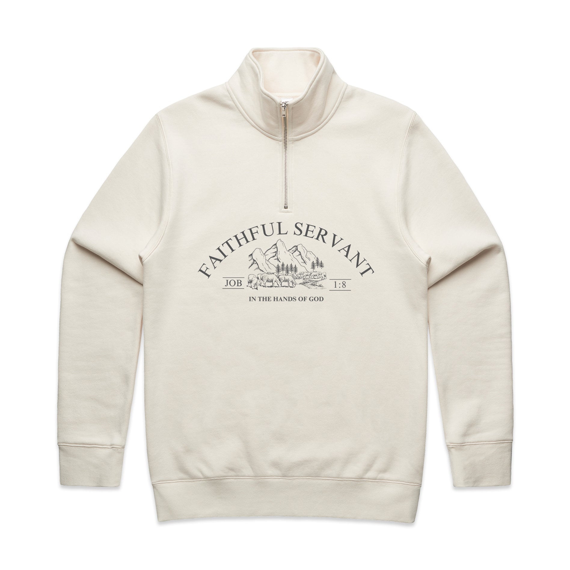 FAITHFUL SERVANT PREMIUM HALF ZIP - EMBROIDERED (ECRU)