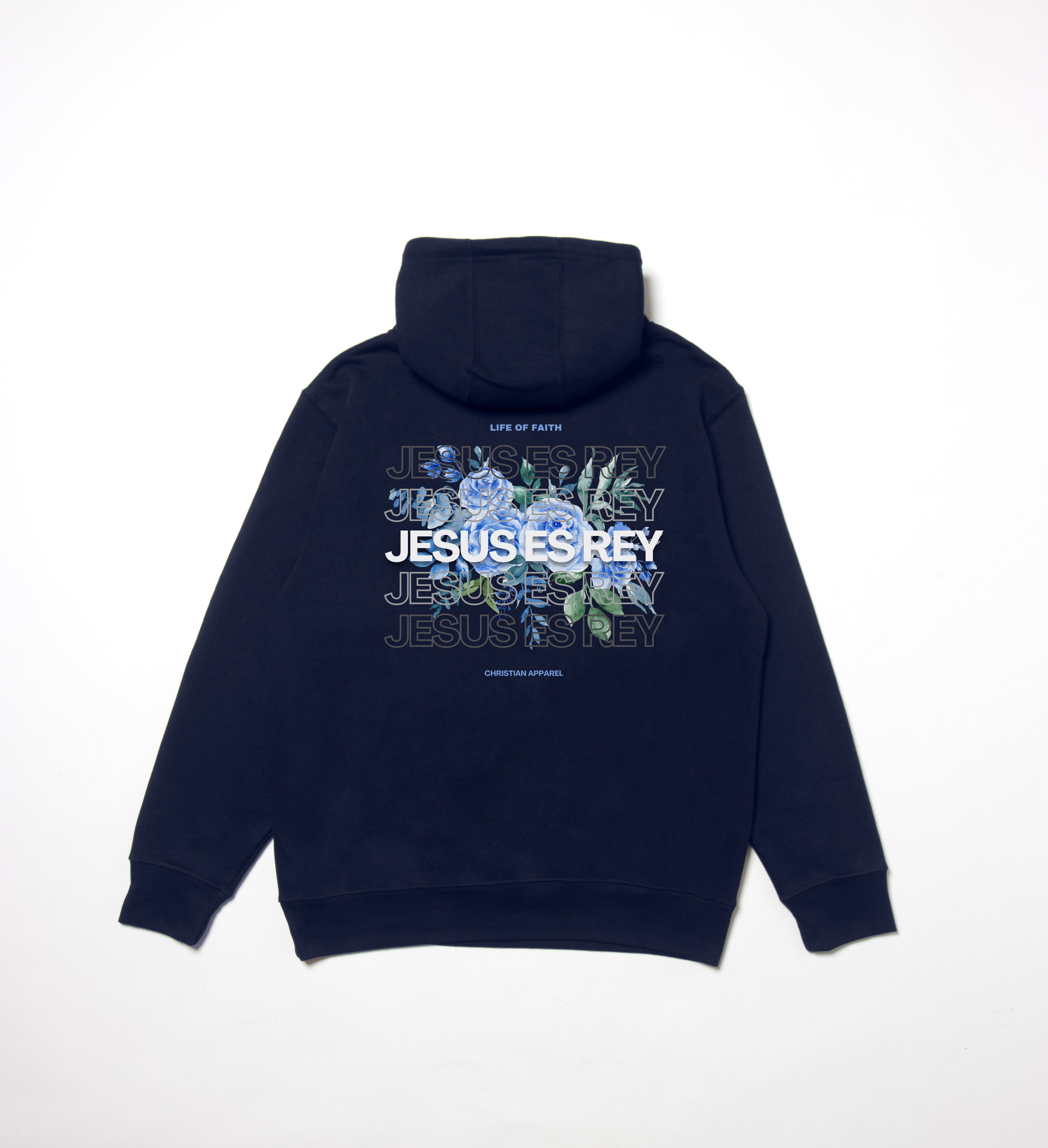 JESUS ES REY STAPLE UNISEX HOODIE - BLUE