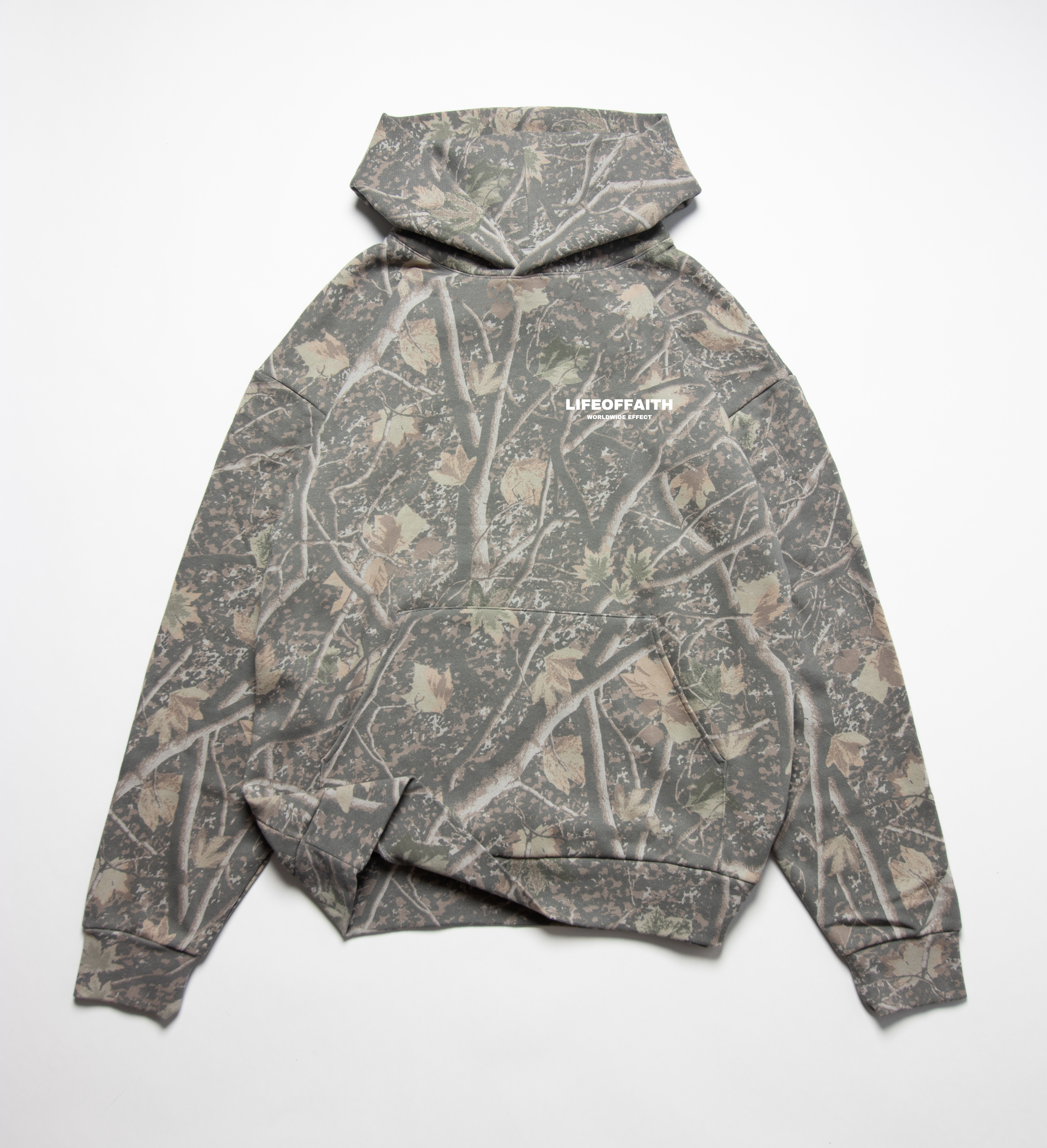 WORLDWIDE EFFECT OVERSIZE HOODIE CAMO - WHITE