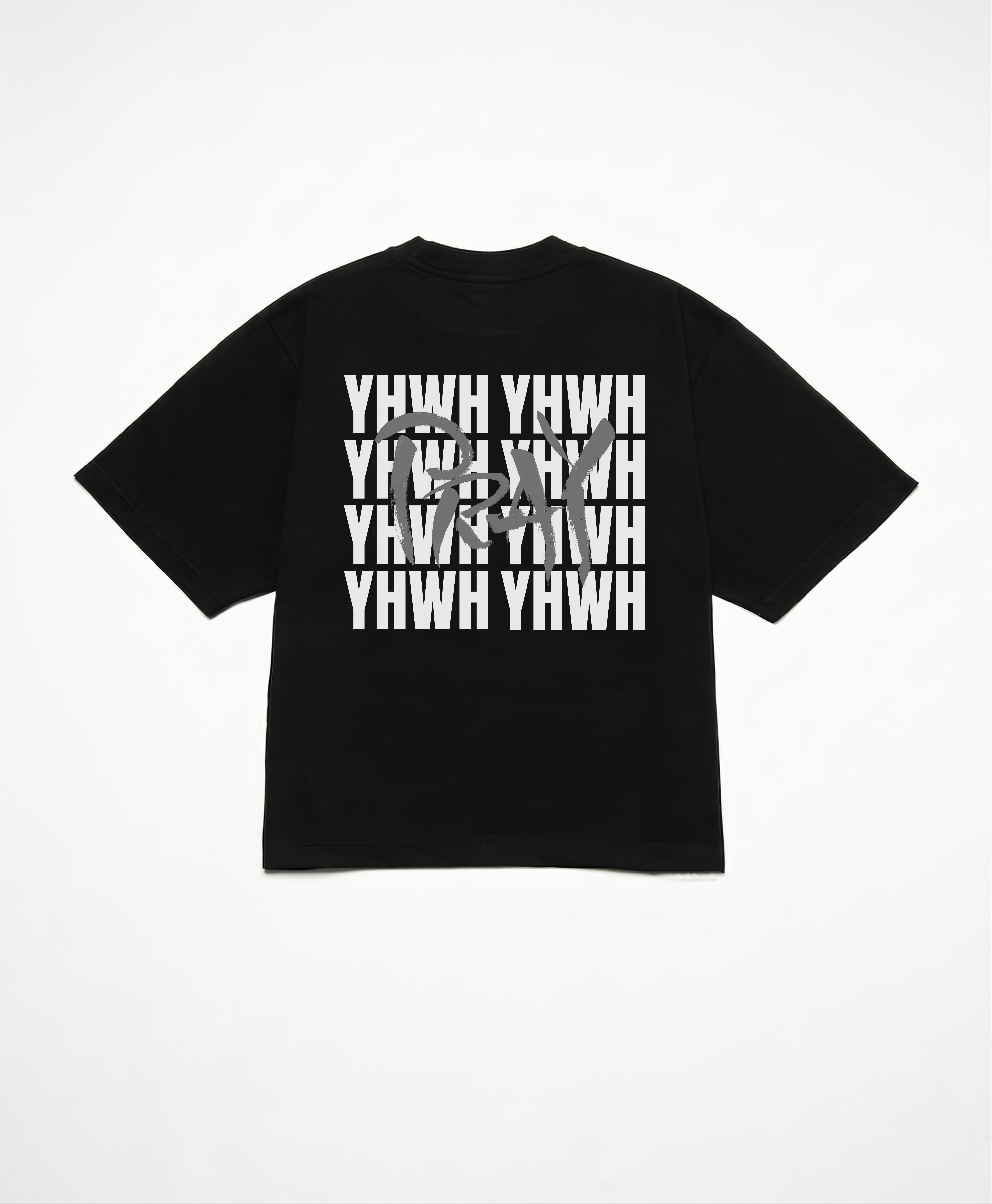 YHWH PRAY CROPPED BOXY TEE - GREY